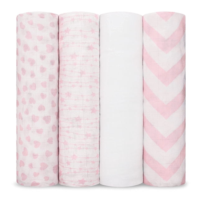 Mantas de muselina para envolver Comfy Cubs 120 x 120 cm, suaves, paquete de 4