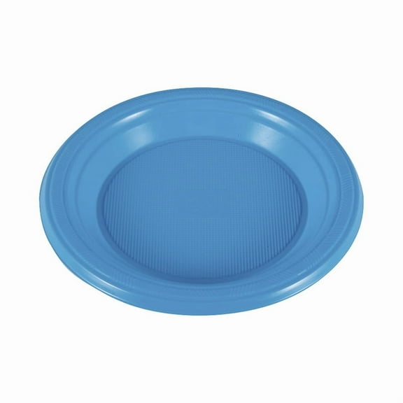 Nvzi-a 20Pcs 10in Plastic Dinner Plates, Disposable Plates Bulk Pack, Party Plates for BBQ, Picnic, Parties, Travel and Events, Microwavable Recyclable(Blue B)