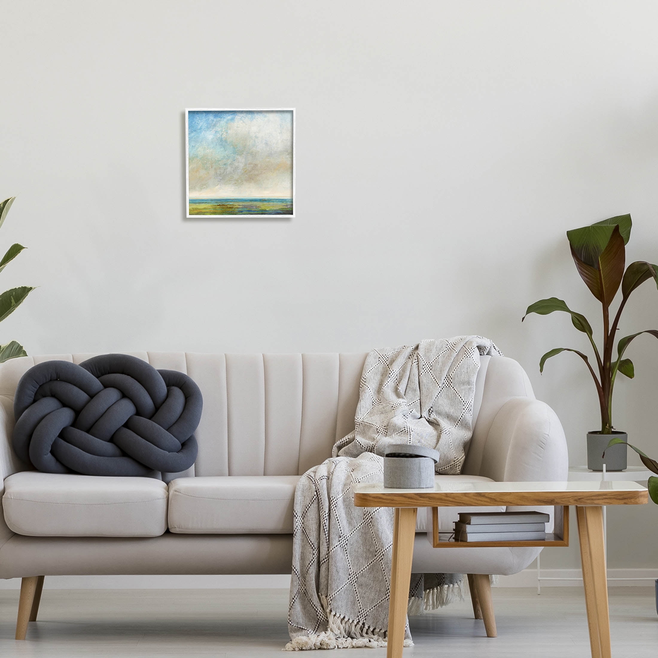 Abstract Scenery Cloudy Water View Landscape Painting White Framed Art Print Wall Art