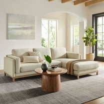 Modway Roscoe Right-Facing Fabric Sectional Sofa with Chaise in Ivory