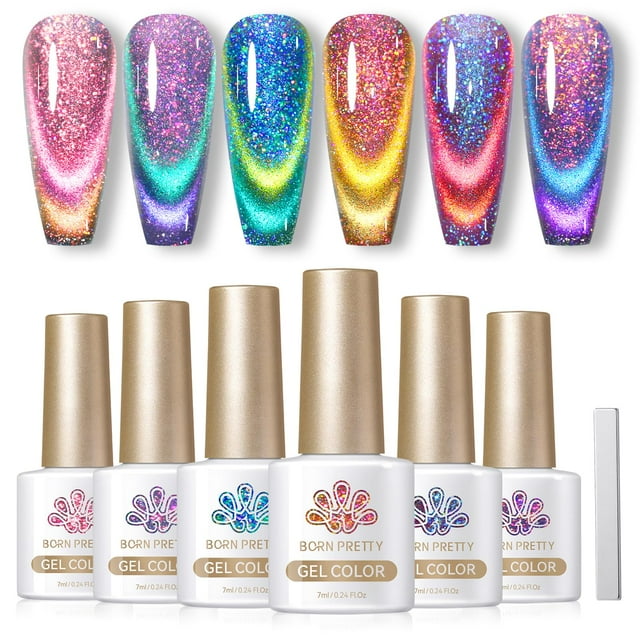 Set de esmaltes de uñas Born Pretty Cat Magnetic 9D Chameleon, 6 unidades