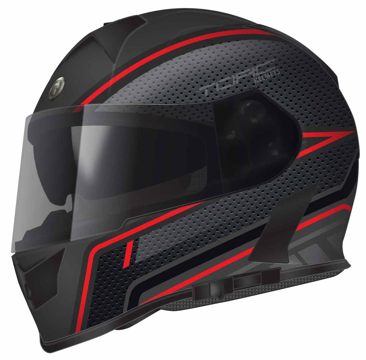 Torc Full Face T14 Bluetooth Helmet Scramble Red Flat Black XLarge