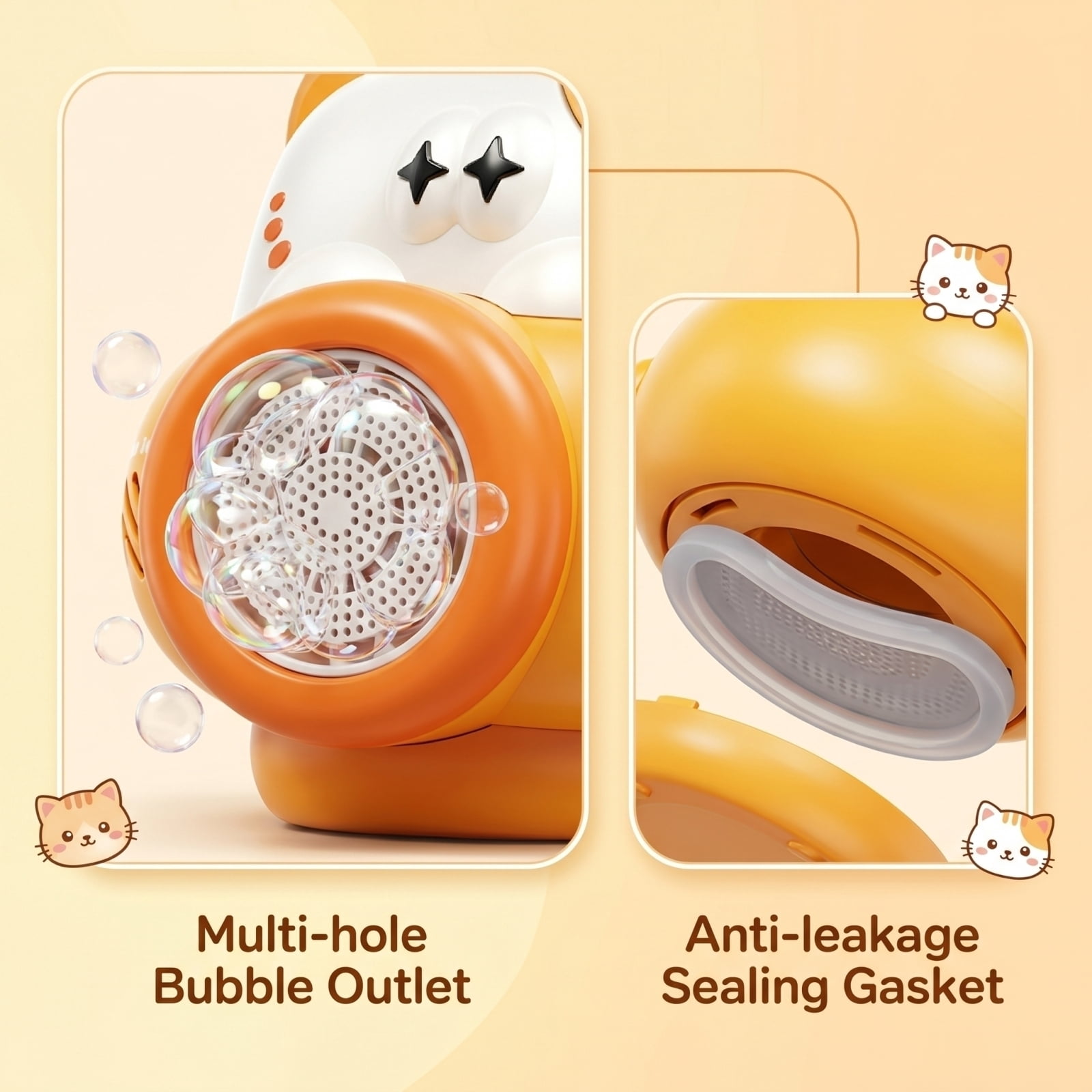 Cat Style Bubble Maker Machine, Automatic Bubble Blower with LED Light and Multi-Hole Bubble Output, Portable Handheld Bubble Machine with Batteries for Party Outdoor Festival Bubble Gun