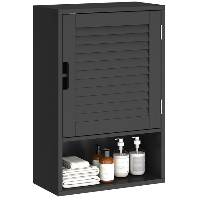 HOMCOM Bathroom Wall Cabinet, Medicine Cabinet, 40 x 20 x 60 cm, Black