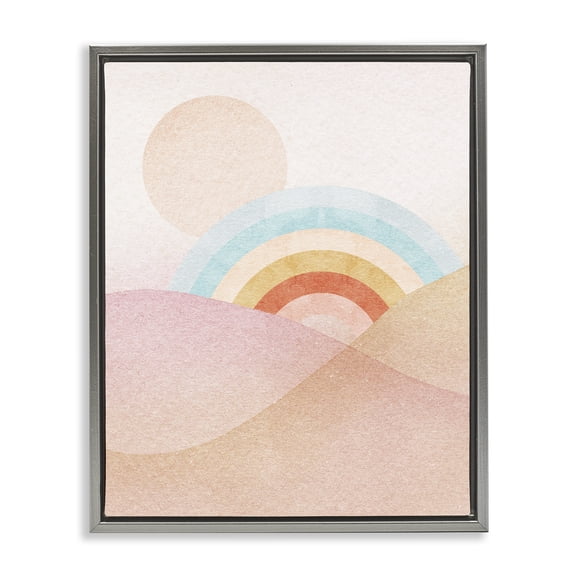 Stupell Industries Modern Rainbow Landscape Neutral Tones Gray Floating Frame Canvas Art, 25 x 31, by Lil' Rue