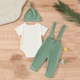 thumbnail image 4 of Sopiago Fathers Day Baby Boy Outfit My First Father's Day Short Sleeve Bowtie Romper I Love Dad Suspender Pants Hat 3Pcs Baby Boy Clothes Sets 3-6 Months,Green, 4 of 7