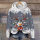 thumbnail image 2 of WILLBEST Sudadera Deportiva para Mujer, Estilo Casual, con Estampado Navideño de Ciervos con Cabeza Grande y Copos de Nieve, Cuello Redondo, Manga Larga y Capucha Ligera Grande, 2 of 4