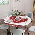 thumbnail image 2 of Red Valentine's Day Fitted Tablecloth with Elastic Edged, Round Table Cloth for Dining Table, Love Heart Roses Romantic Waterproof Oil Proof Table Cover for Indoor Outdoor 36"-44", 2 of 8
