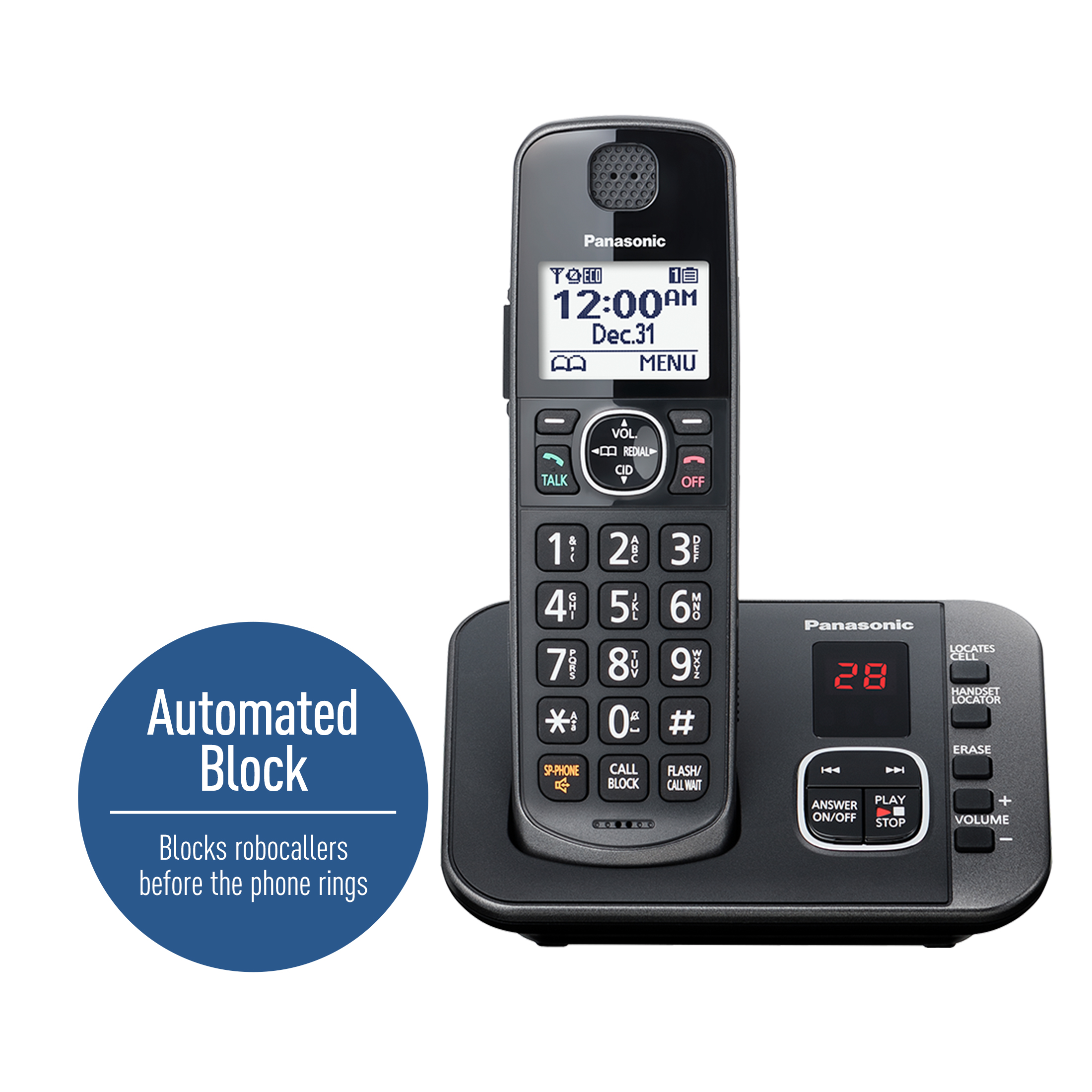 Panasonic 3-Handset Expandable Cordless Phone System with Answering System - KX-TG3833M - image 3 of 9