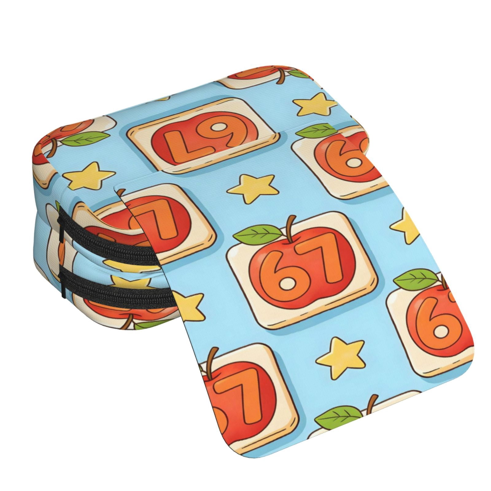 Large-Capacity Flip-Top Double-Layer Pencil Case, Multi-Functional Pocket Pen Case, Durable Stationery Organizer Number 67 Apple Star
