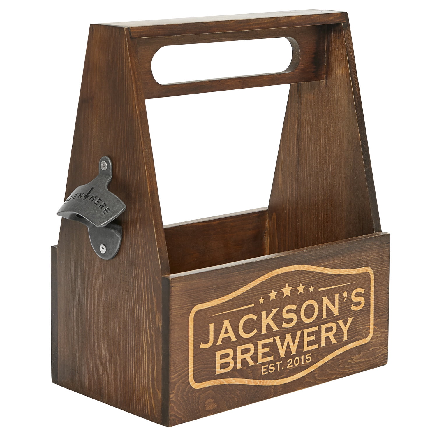 Personalized Rustic Wood Beer CaddyBrewery