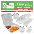 thumbnail image 4 of Compostable 3 Compartment Square Hinged Clamshell Take Out Food Containers 9x9x3 - Heavy Duty Quality Disposable to go Containers, Eco-Friendly , Bagasse Fiber Containers with Lids (50), 4 of 8