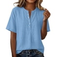 thumbnail image 5 of GUACER Tops for Women Button Down Short Sleeve Henley Shirt, Summer Loose Fit Casual Blouse, 5 of 6