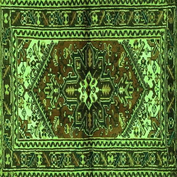 Ahgly Company Indoor Square Persian Green Traditional Area Rugs, 7' Square