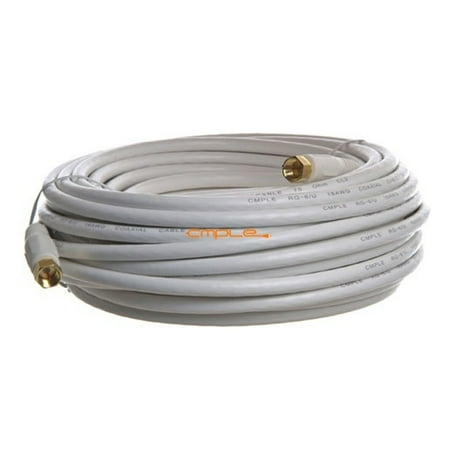 Cmple Computer Video And Audio Electronics Accessories RG6 F Type Coaxial 18AWG CL2 Rated 75Ohm Cable - 50ft White