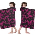 thumbnail image 4 of Black Pink Butterfly Pattern Hooded Bath Towel，60"x35" for Ages 3 To 12 Kids, Quick Dry Lightweight Soft Microfiber Hood Beach Towel Cover Up for Kids, 4 of 7