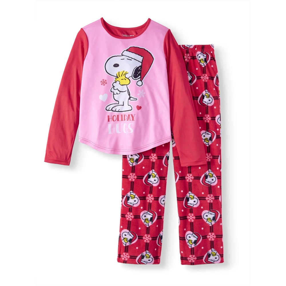 Peanuts Snoopy Girls' Poly 2Piece christmas Pajama Sleep Set