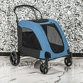 Pefilos 46" Pet Stroller 4 Wheels Extra Large Dog Cat Stroller, Carrier Jogger Travel Foldable Puppy Stroller with Dual Entry, Blue Pefilos 46" Pet Stroller 4 Wheels Extra Large Dog Cat Stroller, Carrier Jogger Travel Foldable Puppy Stroller with Dual Entry, Blue