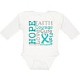 thumbnail image 3 of Inktastic Ovarian Cancer Hope Faith Motto Boys or Girls Long Sleeve Baby Bodysuit, 3 of 5