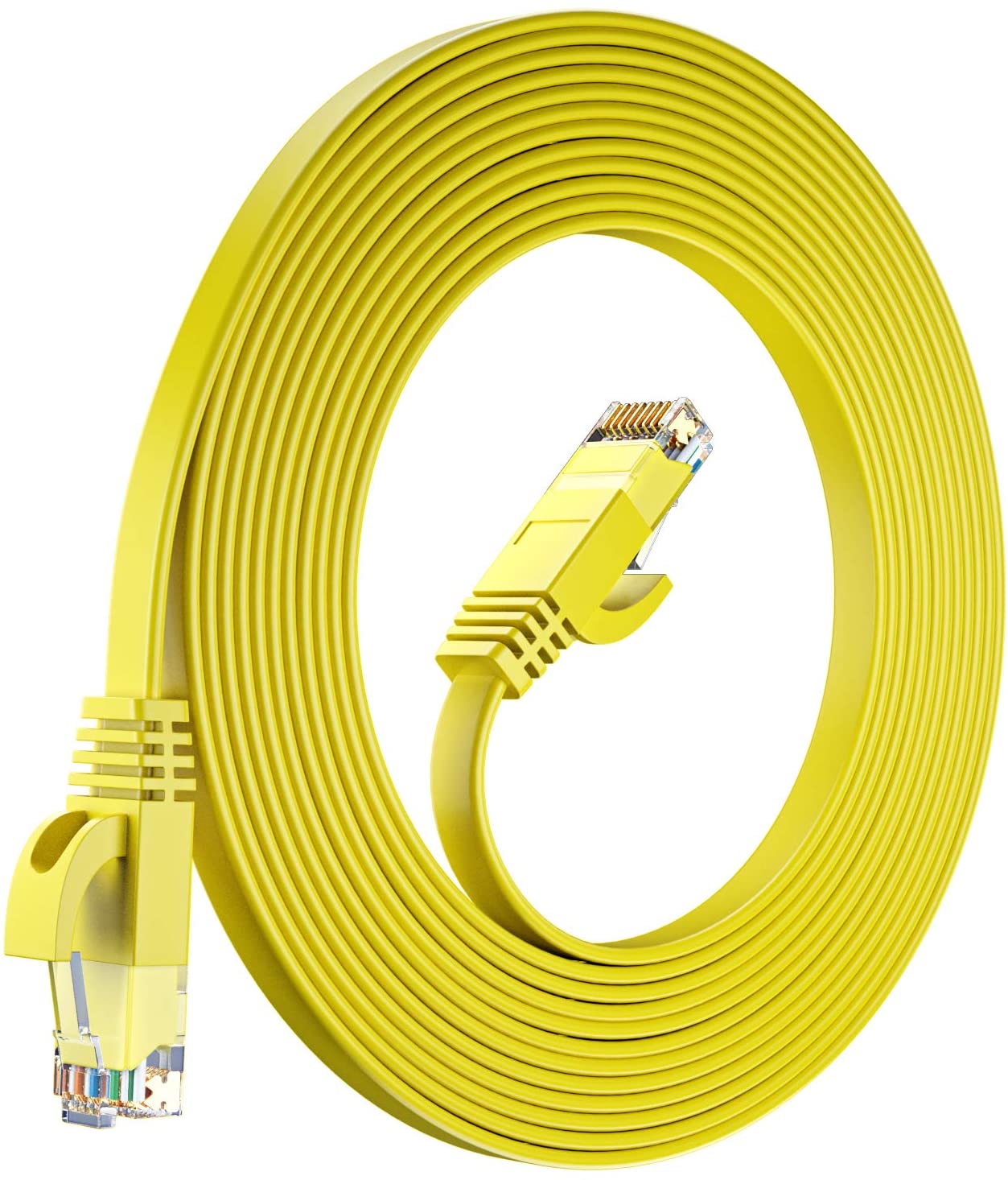 Cat 6 Cable 25 ft, Flat Wire, (1 Pack) Yellow, Cat6 Cable