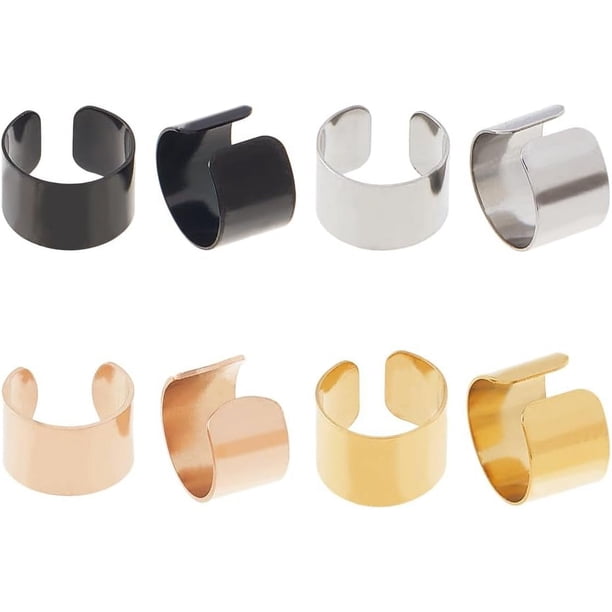 8 pares de pendientes de acero inoxidable de 9 mm con clip para la oreja, para cartílago de hélice, ajustables, sin perforaciones, estilo punk rock.