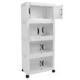 thumbnail image 1 of Stackable Storage Bin with Wheels Wardrobe Organiser Plastic Organization and Foldable Cabinet Closet Organizer Kitchen Containers Doors for Living Room Home Dorm Essentials (4 Layers), 1 of 9