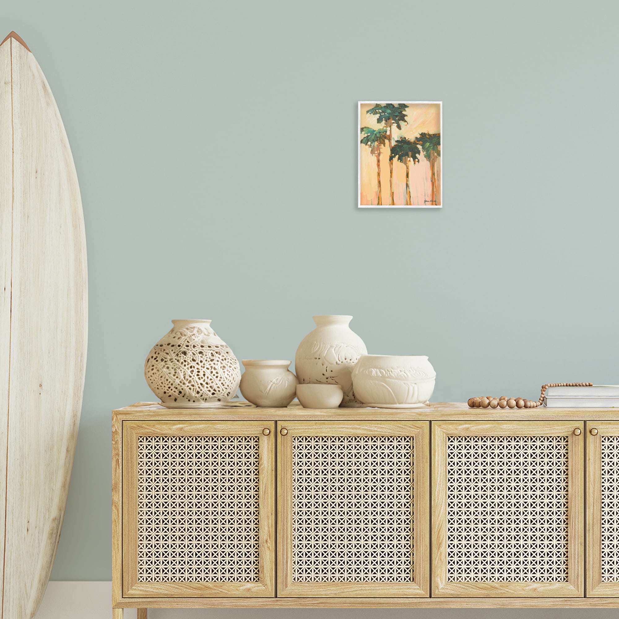 Stupell Industries Shady Palms Impression Coastal Painting White Framed Art Print Wall Art, 11 x 14
