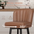 thumbnail image 4 of MultiHaven 30" Shell Back Bar Stools Set of 3,Swivel Counter Height PU Leather Chairs with Metal Legs for Kitchen Island,Bar,Cafe - Dark Brown, 4 of 9