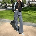 thumbnail image 6 of TYGHBN Adjustable Straight Fit Cargo Pants High Waist Baggy Hiking Pants with Pocket Wide Leg Parachute Pants Womens Casual Pants High Waist Comfortable Pants for Women Casual Belt Pants for Women, 6 of 8