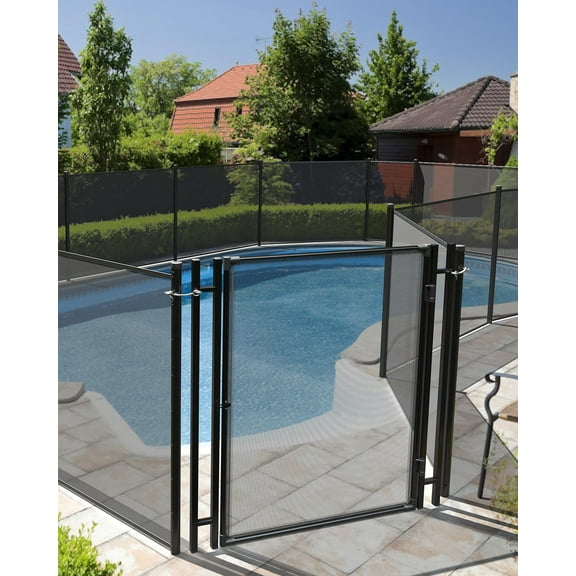 Riedhoff 4x2.5ft Inground Pool Safety Gate - Steel/Aluminum Frame with Stainless Lock,Black