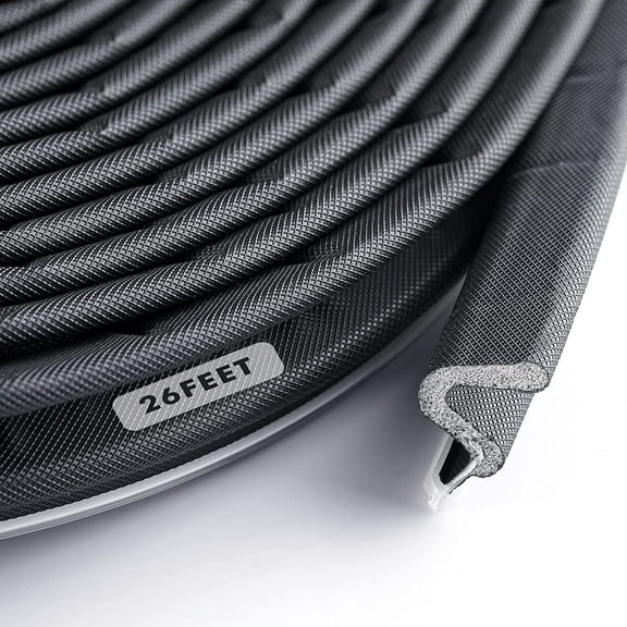 BlinkLLX Weather Stripping Door Seal Strip Kerf Soundproof Strip V-Shaped Q Foam Weather Stripping Exterior Door Frame for Summer Windows Large Gap Seal and Easy Installation(26 Feet,Black)