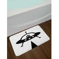 thumbnail image 2 of Alien Bath Mat, Monochrome UFO Stamp Look Spaceship Galaxy Travel Simplistic Print Art, Plush Bathroom Decor Mat with Non Slip Backing, 29.5" X 17.5", Charcoal Grey and White, by Ambesonne, 2 of 2