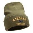 thumbnail image 4 of Airman Veteran Embroidered Long Knitted Beanie - Olive OSFM, 4 of 5