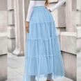 thumbnail image 5 of Women Summer Solid Color Casual Long Skirt With High Waist And Flowing And Half Skirt, 5 of 6