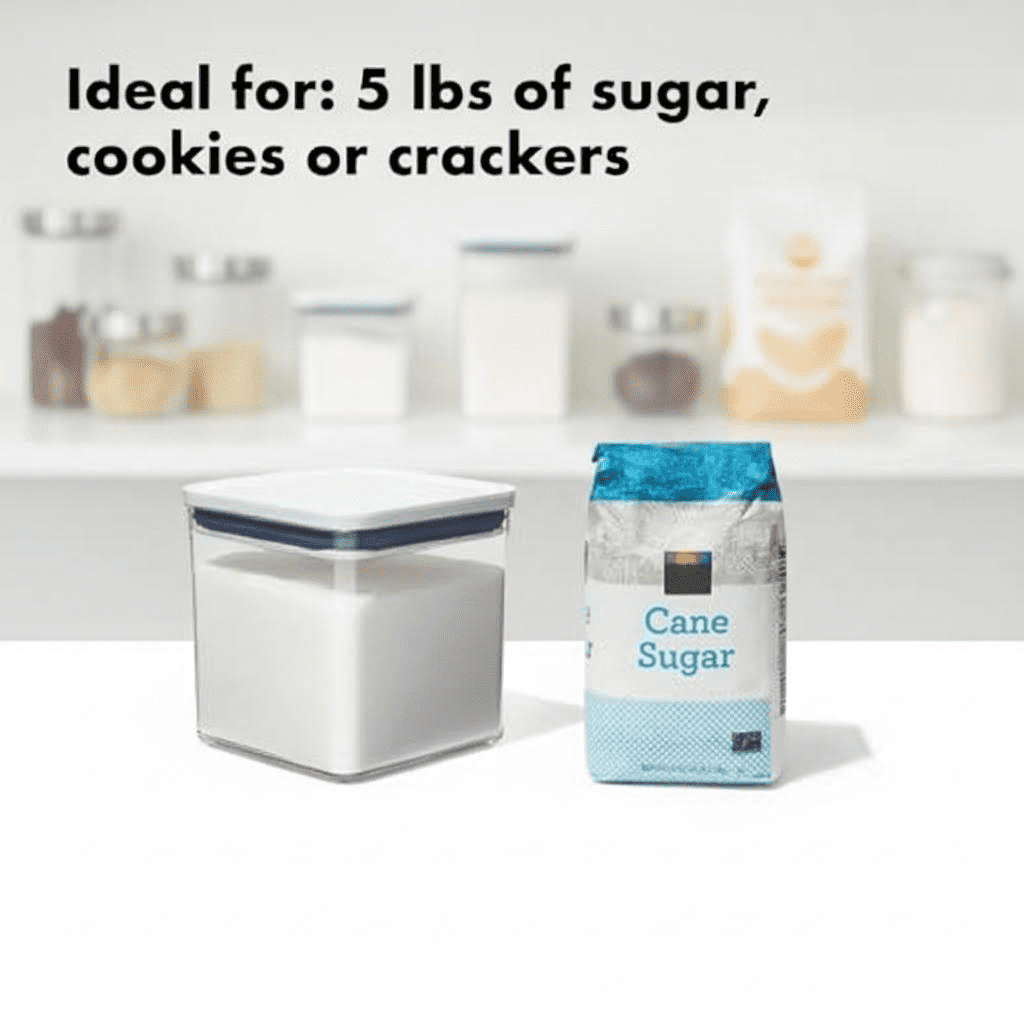 Airtight Food Storage Container with Locking Lid - 2.8 Quart Square Design Perfect for Storing Sugar, Cookies, Crackers, and Dry Goods