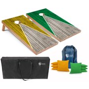 Tailgating Pros Pyramid Cornhole Board Set w/ Bean Bags and Carrying Case - 4'x2' Regulation Corn Hole Toss Game - Optional LED Lights