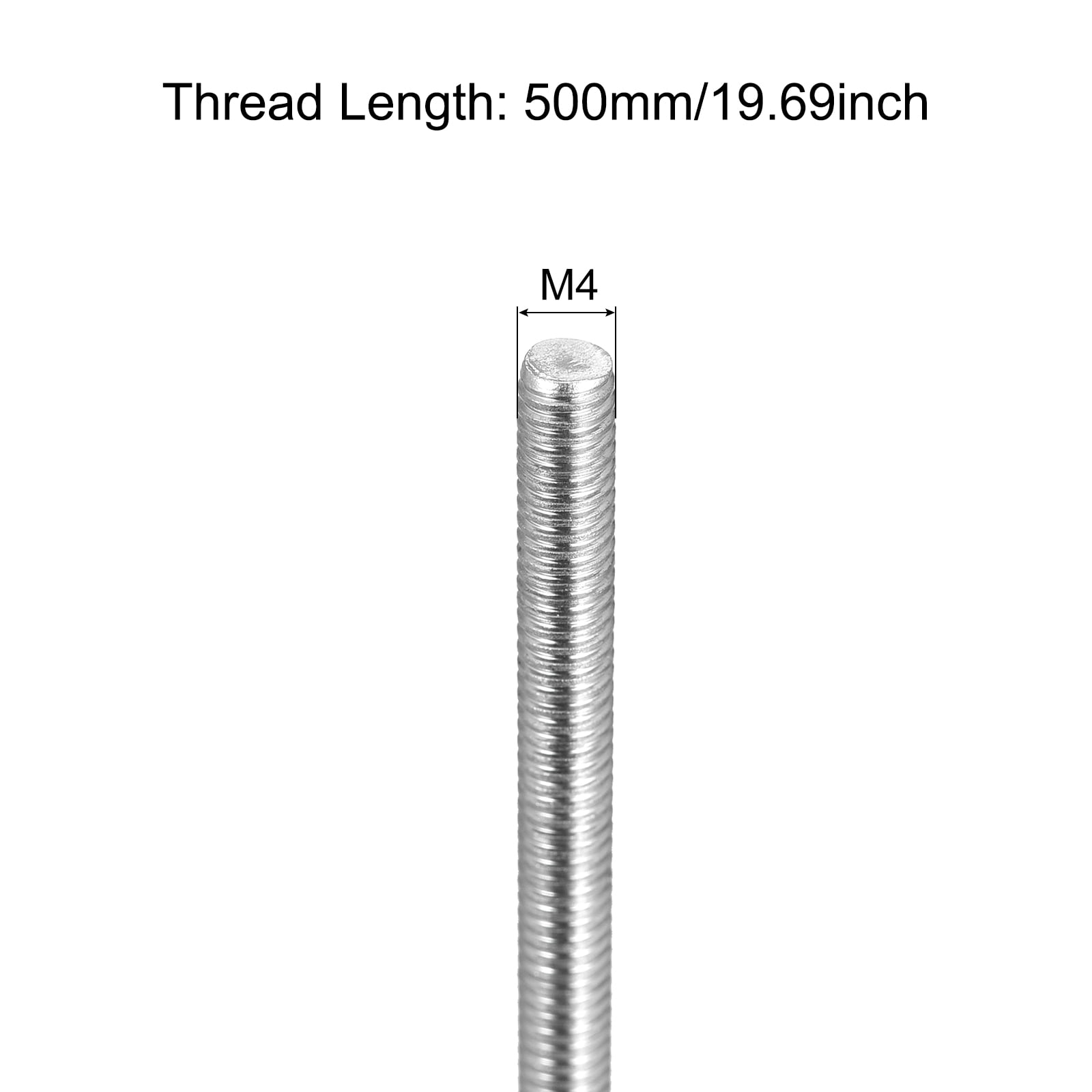 Fully Threaded Rod M4 x 500mm 0.7mm Pitch 304 Stainless Steel Right Hand 6pcs