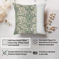 thumbnail image 2 of Ethan Taylor Botanical Throw Pillow Soft Cushion Cover 'William Morris Inspired Pattern Botanicals Cottagecore' Classic Pattern Decorative Square Accent Pillow Case, 20x20 Inches, Green, Gray, 2 of 5