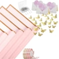 thumbnail image 1 of 40 Sheets Flower Wrapping Paper with 4 Rolls Flower Ribbons ,Pink, 1 of 5