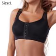 thumbnail image 2 of Sujetador deportivo de cobertura total con cierre frontal y espalda sin aros para mujer, sujetador postural, sujetador deportivo - Negro, 2 of 7