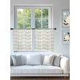 thumbnail image 4 of Sheer Curtains 45 Inch Length 2 Panels Set for Kitchen, Cream Moire Semi Sheer Curtains for Windows, Water Ripple Stripe Farmhouse Voile Window Treatments Rod Pocket Curtain, 4 of 7