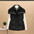 thumbnail image 4 of Women's Plus Size Vest Jacket Thin Down Stand Collar Sleeveless Slim Light Pocket Zipper Down (Black XL), 4 of 5