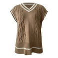 thumbnail image 4 of RMGVDSD Womens Tops V Neck Oversized Sweaters Vest Sleeveless Knit Pullover Striped Sweater Casual Tennis Top Solid Color Sweater Fall Outfits for Women /Khaki, 4 of 6