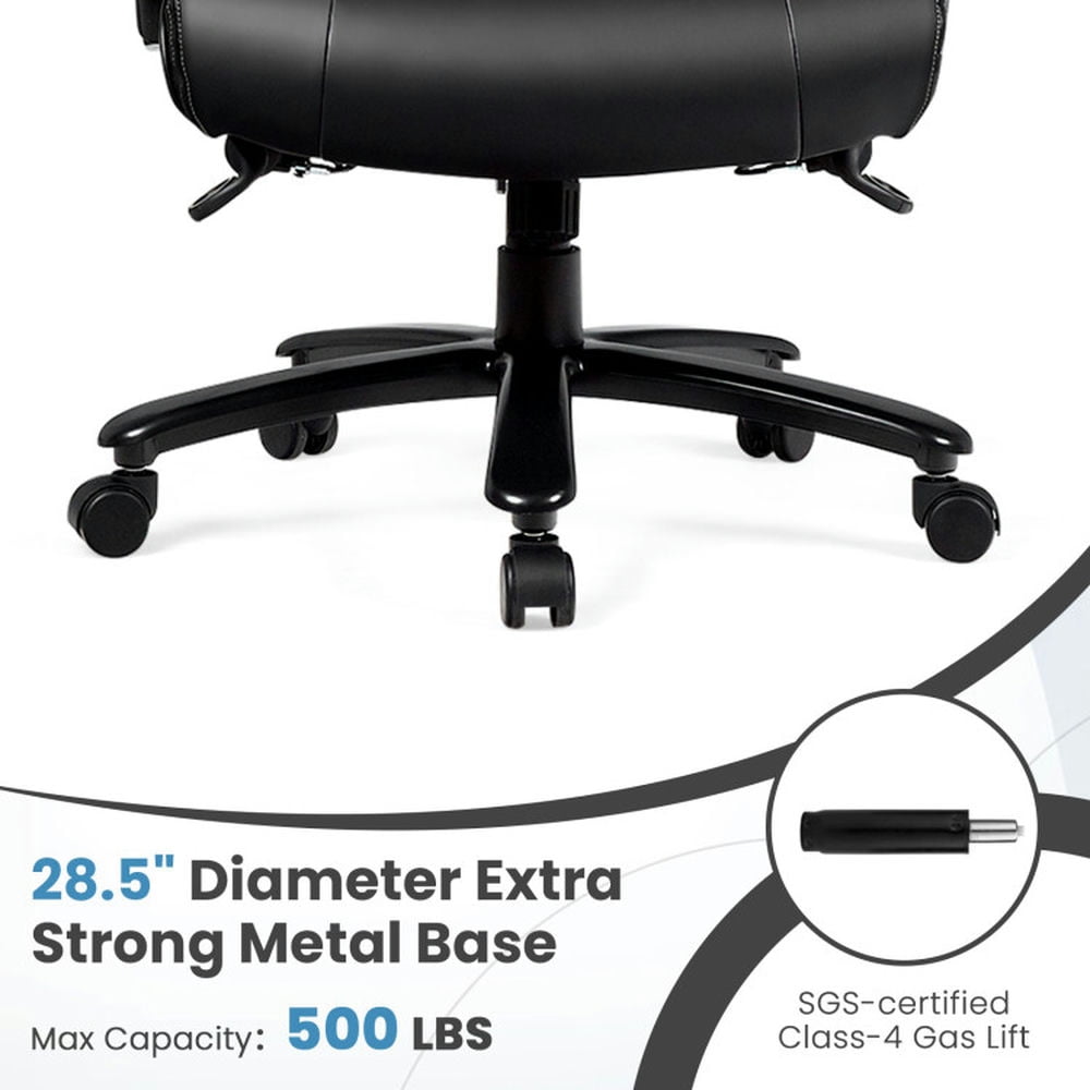 Demi Bonn Big & Tall 400lb Rolling Work Computer Desk Chair, PU Leather Massage Office Chair for Home, Bedroom, Study, Black
