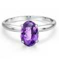 thumbnail image 3 of Gem Stone King 14K White Gold Purple Amethyst Solitaire Engagement Ring for Women | 1.20 Cttw | Oval Checkerboard 8X6MM | Gemstone February Birthstone | Size 9, 3 of 6