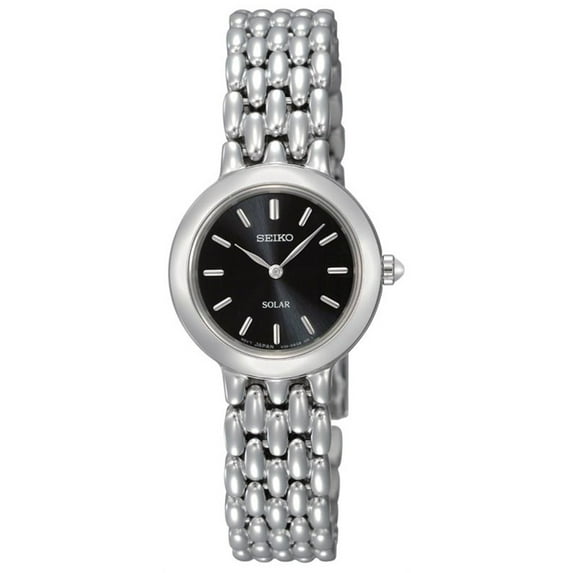 Seiko Women's SUP047 Black Dial Stainless Steel Solar Powered Watch