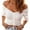White, variant on Langwyqu Off Shoulder Short Sleeved Women Slim Fit Lace-Up Shirt Crop Tops