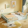 thumbnail image 4 of Costway Full Size Floor Bed with Full Length Safety Guardrails & Door for Boys, Girls Mint Sky, 4 of 10