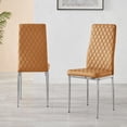 thumbnail image 3 of 4x Milan Mustard Yellow Chrome Hatched Faux Leather Dining Chairs, 3 of 6