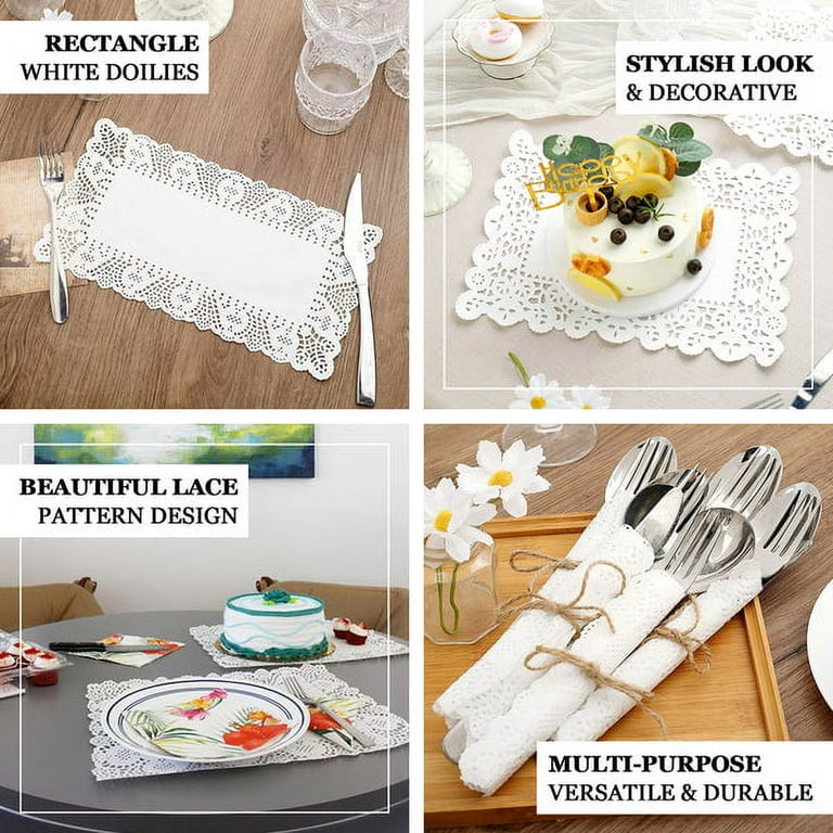 AZKEEGREY 700 Pack White Paper Doilies Assorted Sizes, Disposable Paper Lace Doilies for Food (Round Rectangle Oval)
